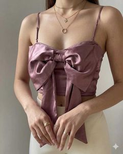 Satin Bow Crop Top
