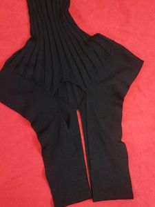 Unique and Rare Black Ribbed Knit Bodysuit
