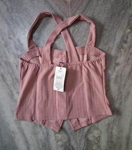 Cute Mauve Button-Down Crop Top