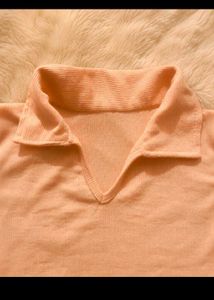 🍑 🌸Peach Ribbed Collared Top🍑🌸