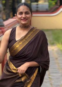 Elegant Brown Saree with Golden Border