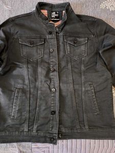 Stylish Men's Dark Grey Denim Jacket