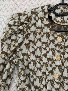 Vintage Leaf Print Button-Up cardigan