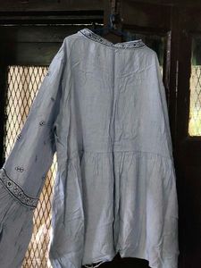 Light Blue Embroidered Kurti with Bell Sleeves