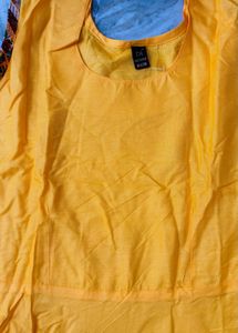 Yellow Kurta Set with Printed Jacket