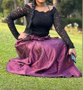 Burgundy Satin long Skirt