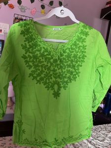 100% cotton Embroidered Kurta Top