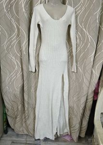 Elegant White Knit Dress