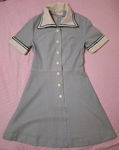 Vintage Style Blue Striped Dress