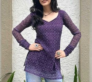 Purple Bandhani Print Kurta