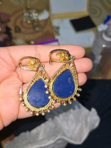 VINTAGE ANTIQUE EARRINGS BLUE