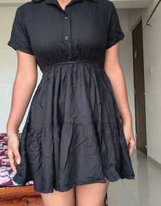 Chic Black Mini Shirt Dress