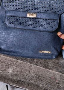 Chic Navy Blue Textured Handbag