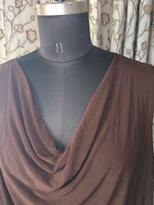 Chic Brown Drape Neck Top