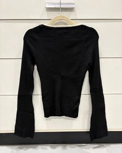 H&amp;M Ribbed Sweetheart Neck Top