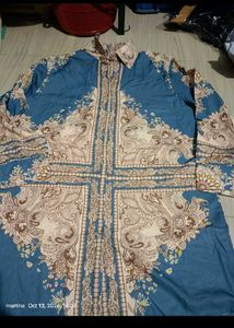 Elegant Blue Paisley Print Kurta Set