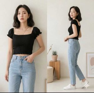 Chic Smocked Square Neck Crop Top