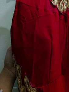 Elegant Maroon &amp; Gold  Stones with Embroidered Fro