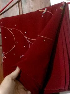 Elegant Embroidered maroon Saree