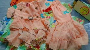 New Cute Pink Pleated Skirt and Top Set
