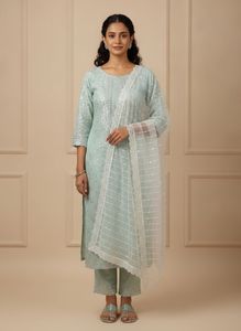 Elegant Blue Sequined Kurta Set