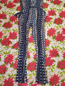 Women's Printed Jumpsuit with Belt