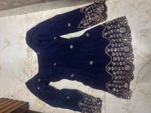 beautiful. blue zari work plazo suit
