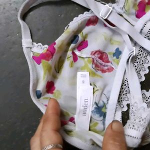 Floral Print Cotton Bra