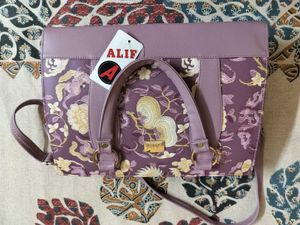 Elegant Embroidered Purple Handbag
