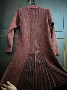 Long Burgundy Knit Cardigan