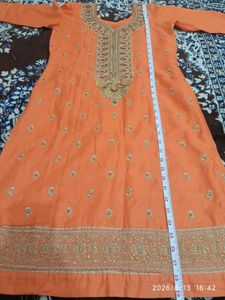 Elegant Peach Orange Kurta and bottom with Dupatta