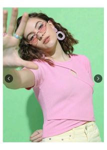 Hot Pink Ribbed Cut-Out Crop Top