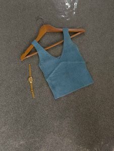 Blue Knit Tank Top