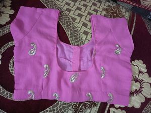 Embroidered Pink Saree