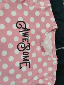 Pink Polka Dot "Awesome" T-Shirt