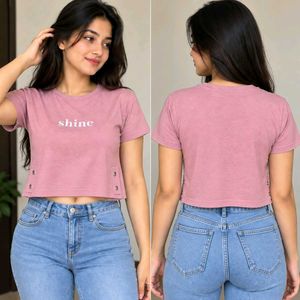 Pink Cropped "Shine" T-Shirt