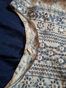 Beautiful grey  Printed  and embroidered Kurta set