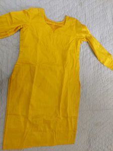 Vibrant Yellow Ethnic kurta with Beautiful patch w