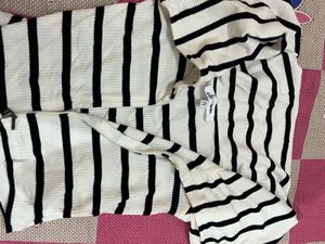 Striped Zipper Detail Top