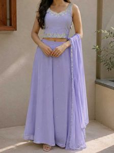 Lavender Embroidered Set with skirt