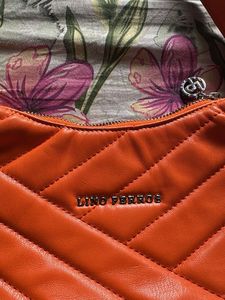 Chic Padded Orange Shoulder Bag