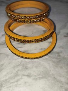 Vibrant Yellow Bangles with Embellishments