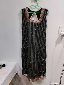 Black Party Wear Banarasi Kurti.