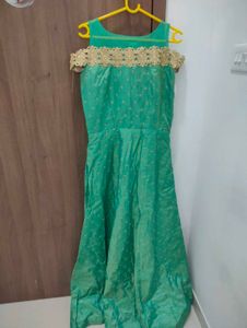 Green &amp; Gold Embroidered Dress