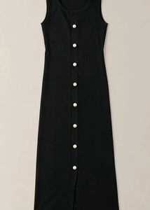 BLACK PEARL-FRONT SLEEVELESS DRESS