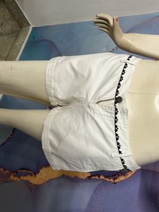 Embroidered White Shorts