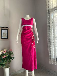 Stunning Magenta Maxi Dress with Floral Detail