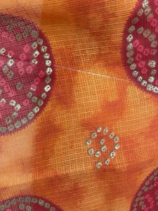 Vibrant Orange &amp; Red Circular Print Dupatta