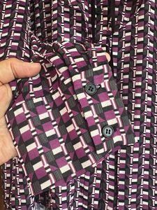 Chic Geometric Print Ruffle Blouse
