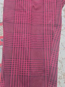 Maroon Plaid Button-Fly Pants